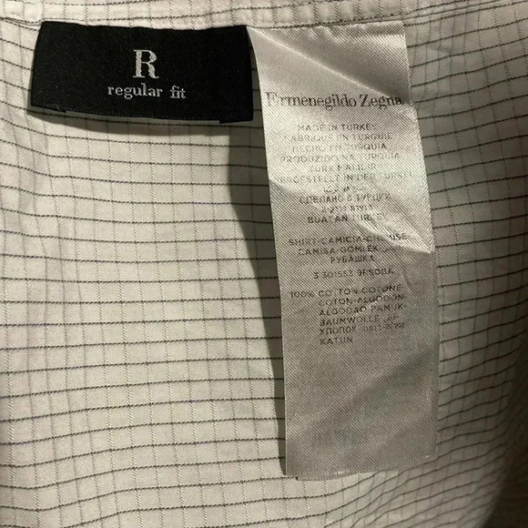 Ermenegildo Zegna regular white black stripe casual long sleeve dress shirt 17.5 - Picture 5 of 5